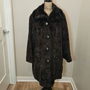 St. Moritz Women's Vintage Faux Fur Accents Coat Size 14